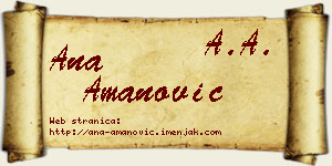 Ana Amanović vizit kartica
